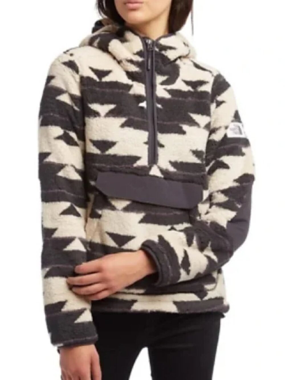 The North Face Black Cream Aztec Campshire Sher Pullover Hoodie Sweatshirt